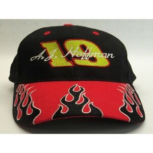 A.J. Hoffman Hat Cap 19 Racing‎ Flaming Black Red Cotton Adjustable Otto Brand